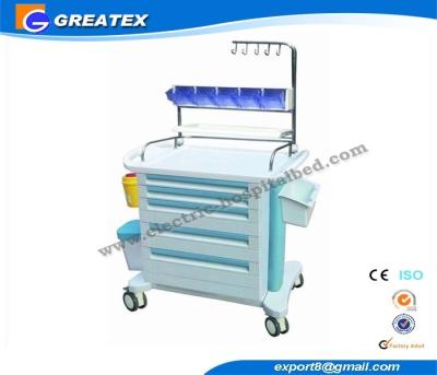 China Emergency Patient / Medical Trolley , Hospital Furniture with Plastic Drawer Cabinet for sale