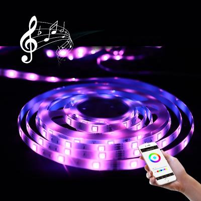 China Hotel WIFI Smart Control Hot Selling Magic Flexible Color Music LED Strip Light for sale