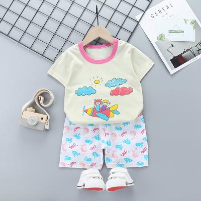 China 100%Cotton Smart Casual Kids Clothing Baby Clothes Kids Wear T-shirts + Shorts Sleeve Pants Sets Summer Suits For Boy Wholesale for sale