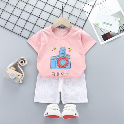 China 100%Cotton Kids Clothing Baby Clothes Smart Casual Kids Wear T-shirts + Shorts Sleeve Pants Sets Summer Suits For Boy Wholesale for sale