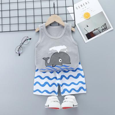 China 2022 Wholesale Children's Summer Breathable Boys And Girls Casual Vest + Shorts Cotton Printing Korean Foreign Trade 2 Sets for sale