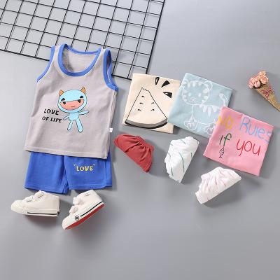 China New Girls Cotton Summer Set Children's Sleeveless Wear Shorts Baby Clothes Breathable Set Children's Vest for sale