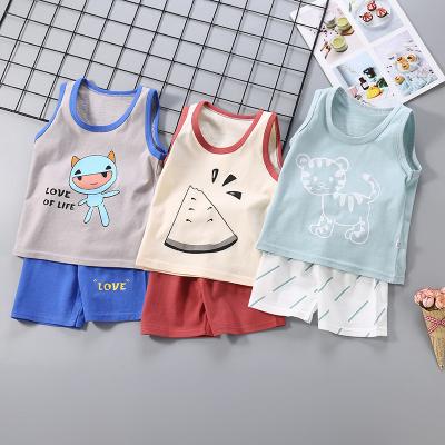 China New Summer Children's Clothing Children's Breathable Vest Set Boys Girls Cotton Shorts Sleeveless Top Set for sale