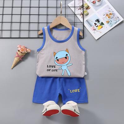 China 2022 Summer New Children's Breathable Sleeveless Shorts Clothing Set Pure Baby Boy and Girls Cotton Suit Vest for sale