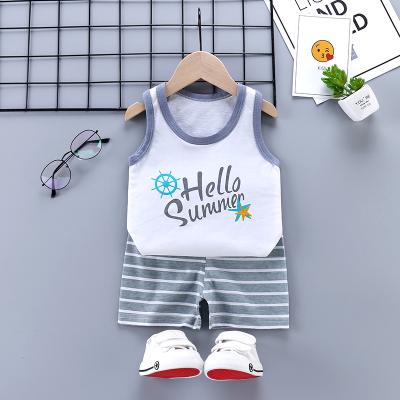 China 2022 Summer New Children's Breathable Sleeveless Shorts Clothing Set Pure Baby Boy and Girls Cotton Suit Vest for sale