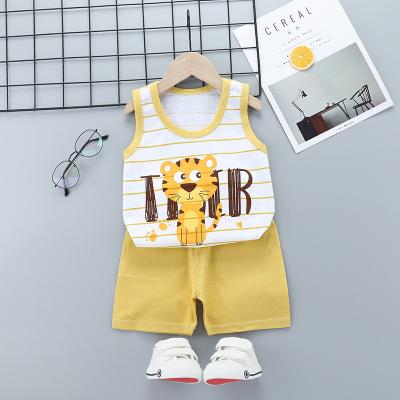 China Girl Shorts Breathable Baby Boy Clothing Children Suit Vest Suit Summer Cotton New Style Sleeveless Clothes for sale