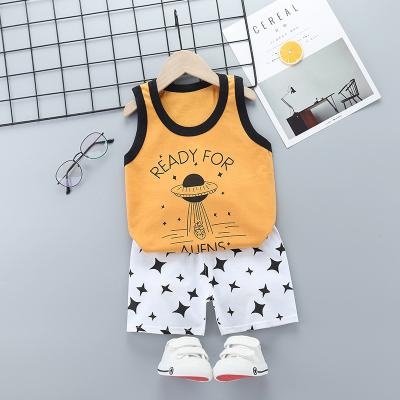 China Breathable Summer Kids Clothing Sets Baby Cotton Vest Sleeveless Shorts Set Children Sports Suit Two Piece Set for sale