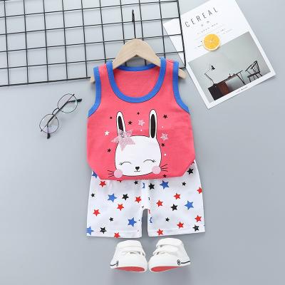 China To keep the 2022 summer hot new children's shorts clothing sleeveless set of pure cotton baby boys and girls suit vest for sale