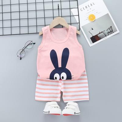 China To keep the 2022 summer hot new children's shorts clothing sleeveless set of pure cotton baby boys and girls suit vest for sale