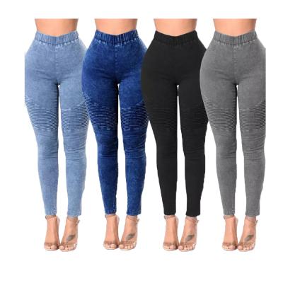 China Oversized Jeans Women Waist Pants Long Skinny Casual Skinny Breathable Elastic Fit Pants for sale