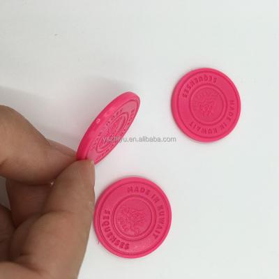 China Promotional Custom Europe Food Grade Engraved Embossed Logo Plastic Token Coins for sale