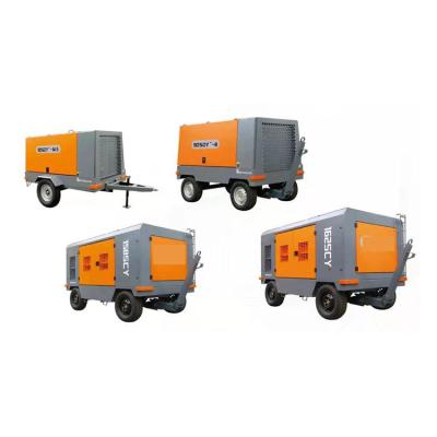 China High Quality Lubricated High Pressure Four Wheels Screw Portable Diesel Air Compressor for sale