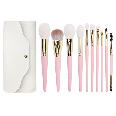 China Angular Blush Pink Makeup Brushes Private Label Premium Synthetic Make Up Brushes Fashionable Makeup Brush Set for sale