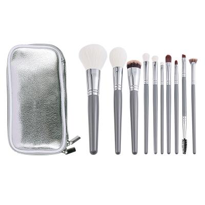 China Angular Blush Makeup Brush Set Vegan Fashionable Makeup Brush With PU Bag Interchangeable Makeup Brushes for sale