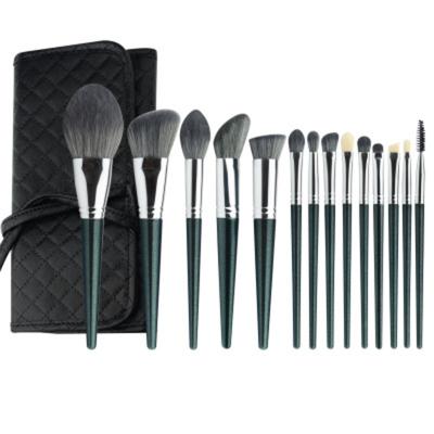 China Angular Blush New Arrival HXT-038 14pcs Makeup Brush Set Wholesale Eyeshadow Make Up Brushes With Leather Bag Private Label for sale