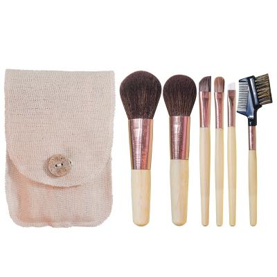 China Angular Blush HXT-001L Professional OEM Brush Up Makeup Kit Vegan Bamboo Makeup Brush Set 6 Pieces Easy To Use And Carry for sale