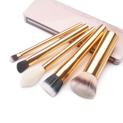 China Angular Blush HXT-001F 5pcs Mini Vegan Hair Metal Handle Beauty Cosmetic Tools Brushes Cosmetic Brushes Kit For Daily Brush Make Up Moving for sale