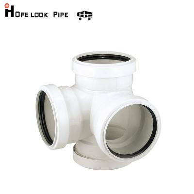 China Super good quality soundproof drainage manufacturer pp 6 invh pvc pipe and fittings 110mm double tee for sale