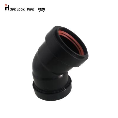 China Soundproof All Size Pipe Fittings HDPE 45 Degree Duct Elbow for sale