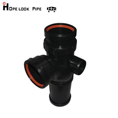 China DN1451 Soundproof Silencer Tube Pipe Fitting HDPE HTPP UPVC Drain Pipe Branch Tee 110*75 for sale