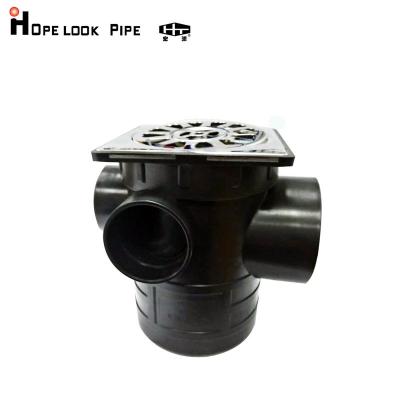 China PP HDPE Pipe Fitting Floor Drain 4 Way Floor Drain 4 Way Soundproof Plastic Drain Outlet 50mm Soundproof Plastic Outlet for sale