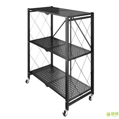 China Wholesale Viable Kitchen Storage Rack Foldable Kitchen Display Rack Shelf With Wheels Storage Racks Racks for sale