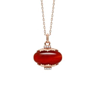 China CLASSIC Exquisite Antique Red Zircon Lantern Chalcedony Method Workmanship Elegance Fashion Party Travel Work Couples Daily Gift for sale