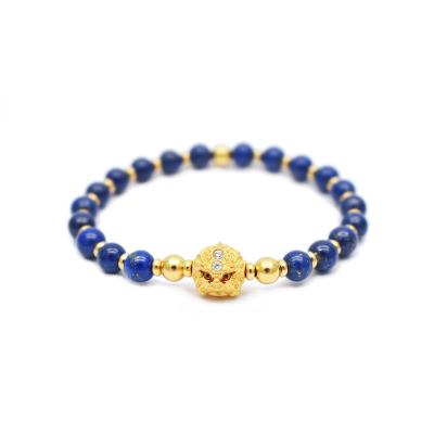 China CLASSIC New Design Fashion Classic Lucky Lion Lapis Lazuli Symbolizes Silver Lady's Wealth Gifts Bracelet for sale