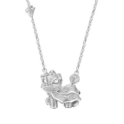 China CLASSIC lucky lion which is popular in fashion and personality symbolizes the blessing of soul parties travel gifts silver necklaces for sale