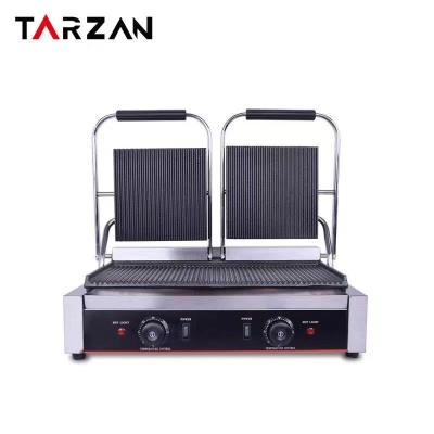 China Easily Cleaned Sandwich Press Grill Wholesale Price Gelato Panini Press Grill Toaster/BBQ Grill Electric Kebab Machine for sale