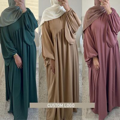 China 2023 Polyester Hot Sale Wholesale Modest Turkish Flapped Sleeve Jilbab Abaya Muslim Dress For Women for sale