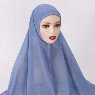 China Jersey& Modal Chiffon Wholesale Chiffon Hijabs With Undercap New Snap Underscarf Custom Logo Hijab Plain Headscarf Shawl Scarf for sale