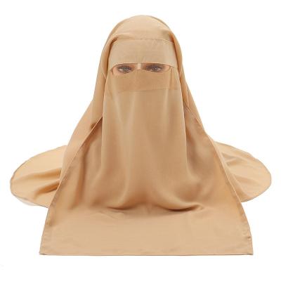 China Wholesale New Design Chiffon Islamic Clothing Niqab Chiffon With Veil Muslim Ethnic Turban Women Full Face Niqab Hijab for sale