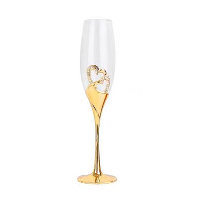 China Electroengraving champagne glasses for weddings luxury champagne wine glass diamond arrangement for sale