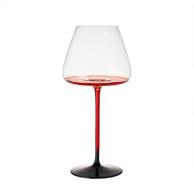 China Featured Red Post with Black Background Burgundy Crystal Wine Glass with Red Stem Crystal Red Wine Glass and Black Background Luxury Goblet for sale