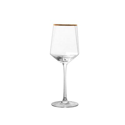 China High-end hexagonal diamond wedding hotel glass diamond wine glass wholesale customization Six-pitched crystal wine glass for sale