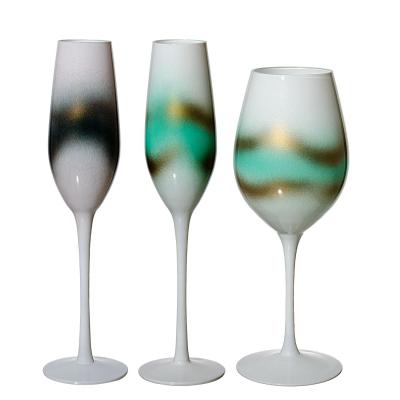 China Samyo Clear Clear Black Porcelain Crystal Long Stemmed Glassware Personalized Toasting Flutes Champagne Wedding Glasses for sale