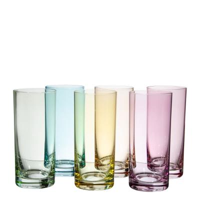 China New classic/postmodern colored glass tumbler drink water cup/wine colored glass beware color tumbler Glass Cup for sale