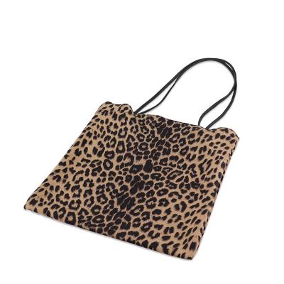 China Hot Selling Leopard Pattern Canvas Shopping Bag Reusable Fashionable Casual Cloth Bag Thin Strap Shoulder Bag for sale