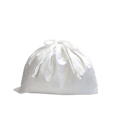 China Eco-Friendly Reusable White Cotton Sateen Jewelry Drawstring Bag Foldable Large Drawstring Bags for sale