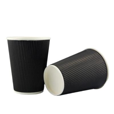 China Disposable Paper Cup Coffee Ripple Wall With Custom Logo Printing Made Of 100% Food Grade Safety Papers For Beverage Coffee Hot Drink for sale