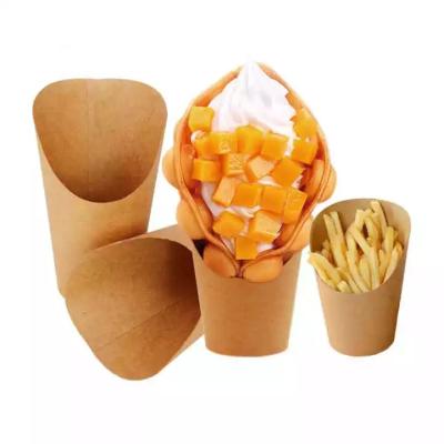 China Biodegradable Kraft Paper French Fries Puff Egg Cup For Fast Food Restaurant Potato Chip Scoop For Cafe for sale