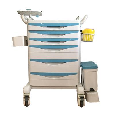 China Ambulance Equipment Medical Plastic, Aluminum and Steel to Crash Trolley Chinese Medical Trolley Hospital Hospital Crash Trolley Delivery for sale