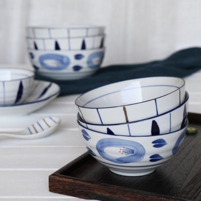 China Ceramic household Japanese style stocked underlay anti-scald tableware soup noodle rice bowl for sale