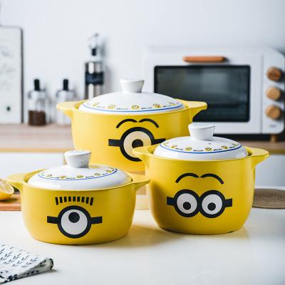 China Sustainable Yellow Japanese Style Cartoon Style Gas Household Ceramic Casserole Pot Casserole for sale