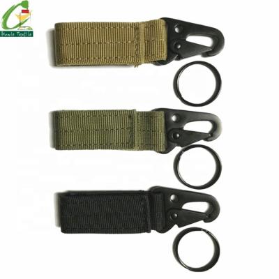 China Durable 12cm Strap Nylon Buckle And Circle Hawk Type Carabiner Tactical Key Chain for sale