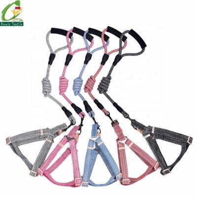 China 2021 Comfortable Large Padded Reversible Rope Pet Cotton Dog Harness And Leashes Set for sale