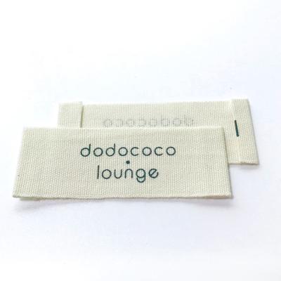 China Sustainable Cotton Fabric Organic Apparel Garment Silk Screen Printed Woven Tag Labels For Clothes for sale