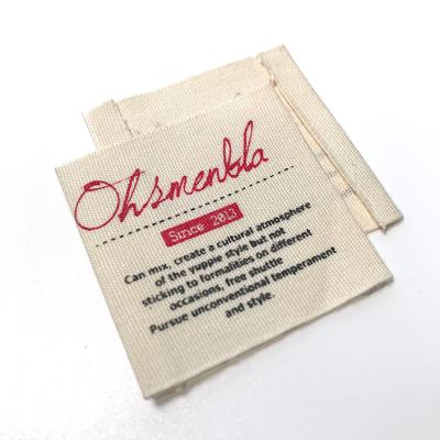 China Custom 100% Sustainable Cotton Logo Printing Cloth Apparel Woven Label For Apparel for sale