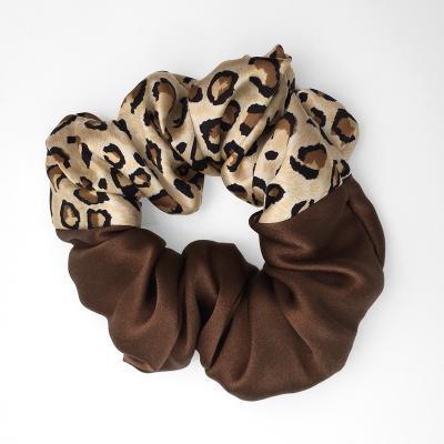 China Fashinable Luxury High Quality Jumbo Leopard Mulberrry Silk Fluffy Curly Hair Scrunchie 22 25 Momme With Custom Logo for sale